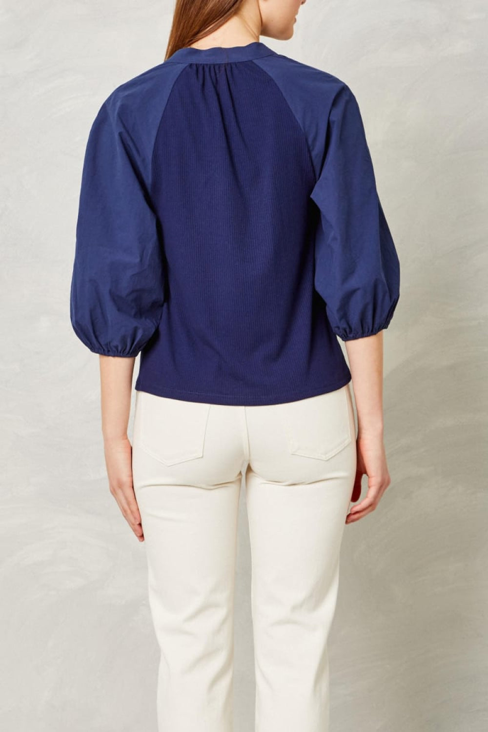 Jolene Top - Cotton Poplin-Navy - Blouse
