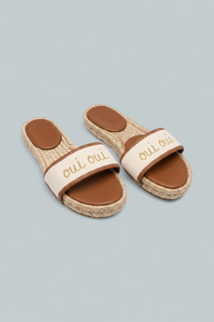 Josephine Canvas Espadrille Sandals - Natural/Cognac - US 9 - Flats