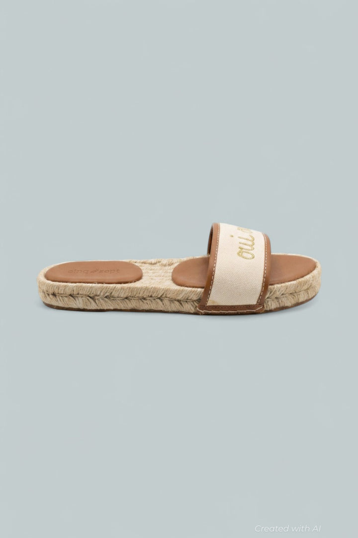 Josephine Canvas Espadrille Sandals - Natural/Cognac - US 9 - Flats