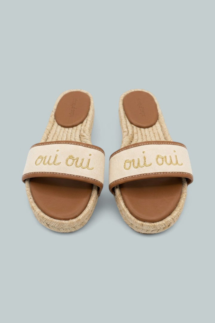 Josephine Canvas Espadrille Sandals - Natural/Cognac - US 9 - Flats