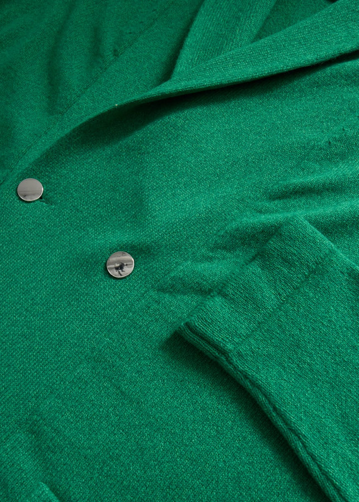 Wool Double-breasted Knit Jacket - Green