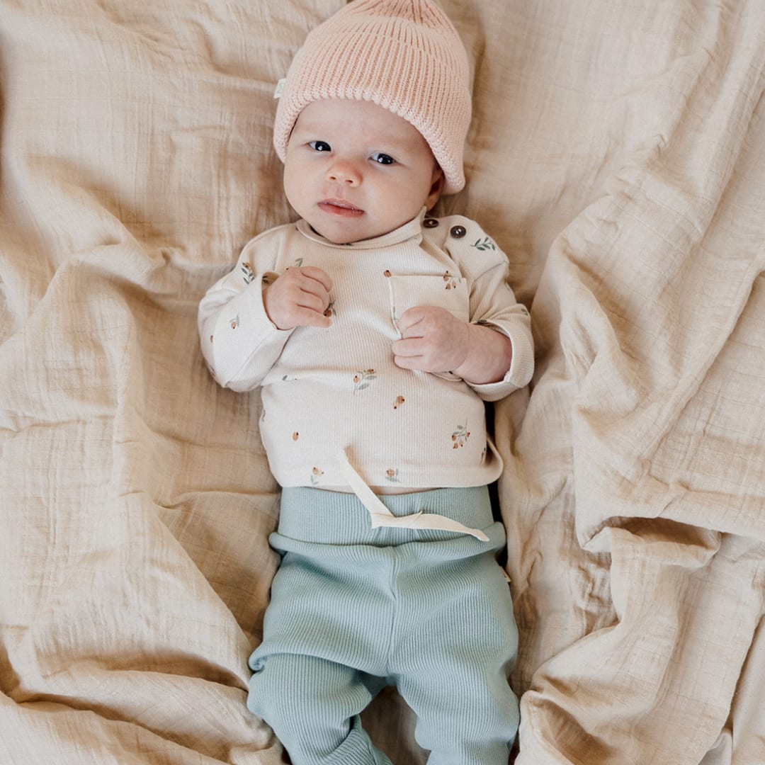 Organic Cotton Modal Rib Long Sleeve Tee - Floral Bud