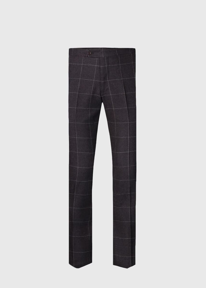 Super 130s Wool Windowpane Suit - Taupe