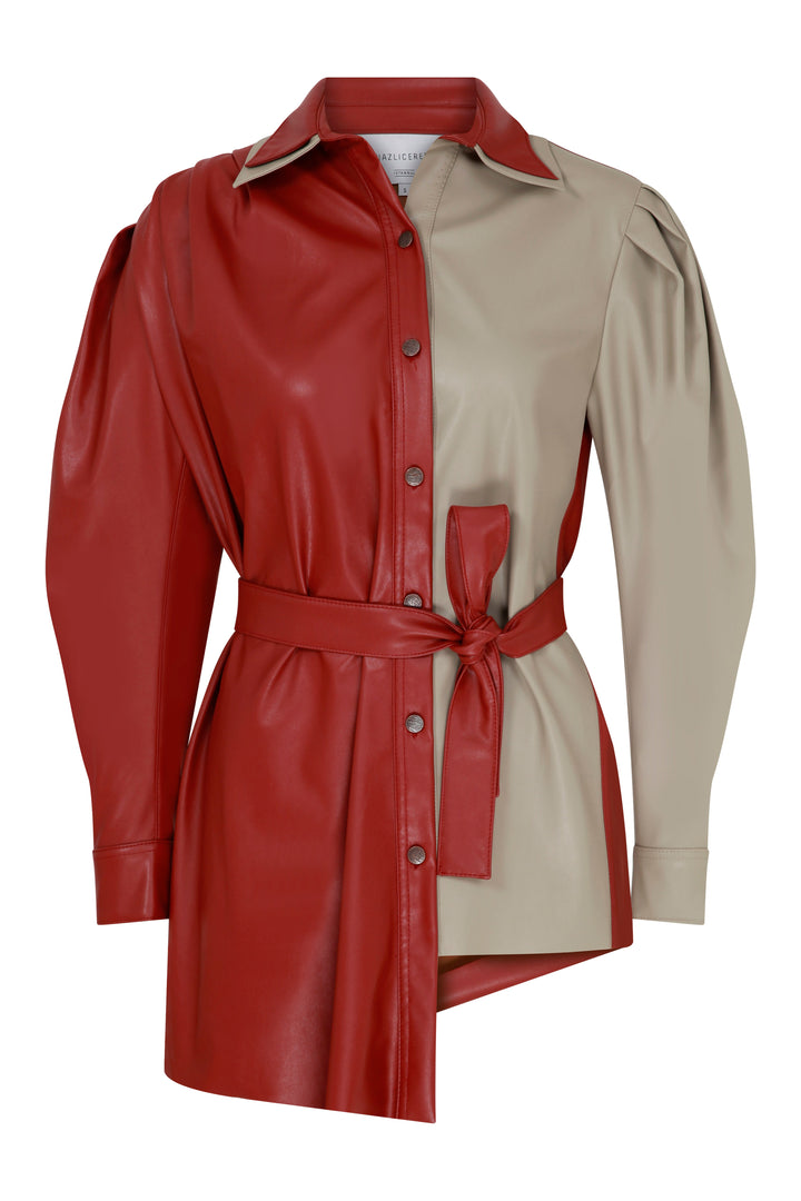 Mara Asymmetric Vegan Leather Shirt