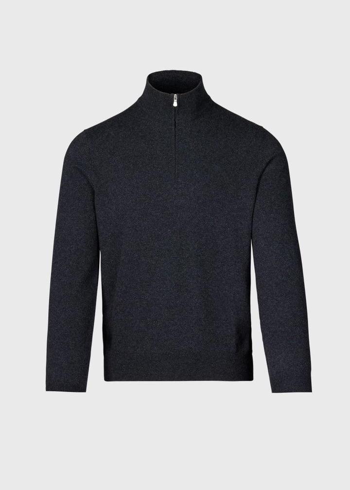 Cashmere 1/4 Zip Sweater - Dark Grey