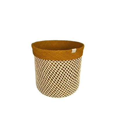 Two-In-One Woven Basket: Natural Mesh - Brown
