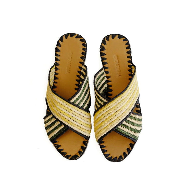 Juno Striped Slide Lemon - Sandal