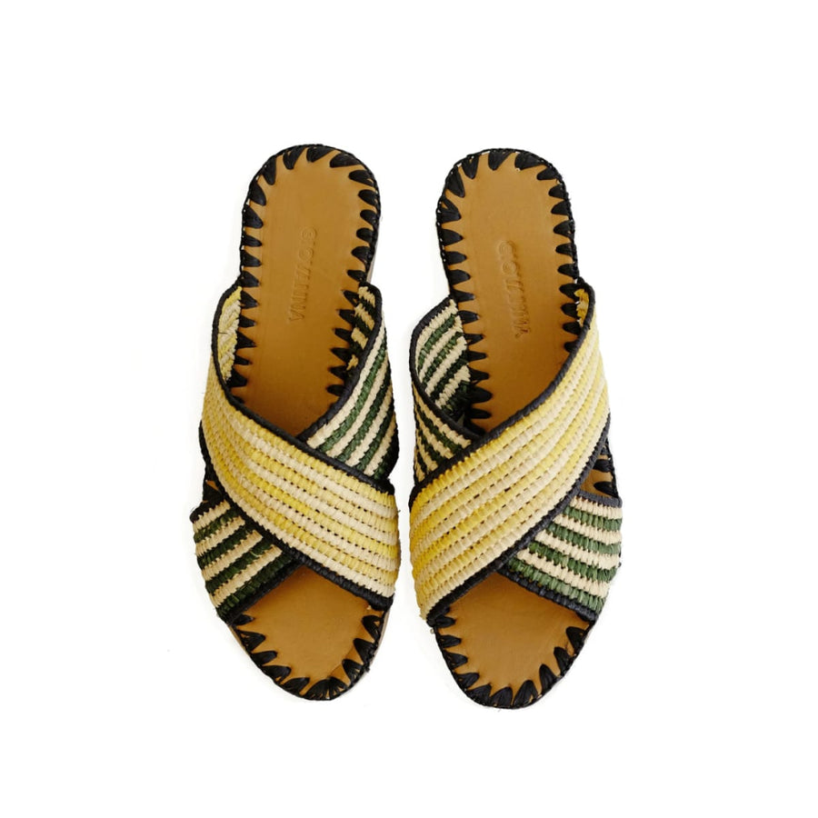 Juno Striped Slide Lemon - Sandal