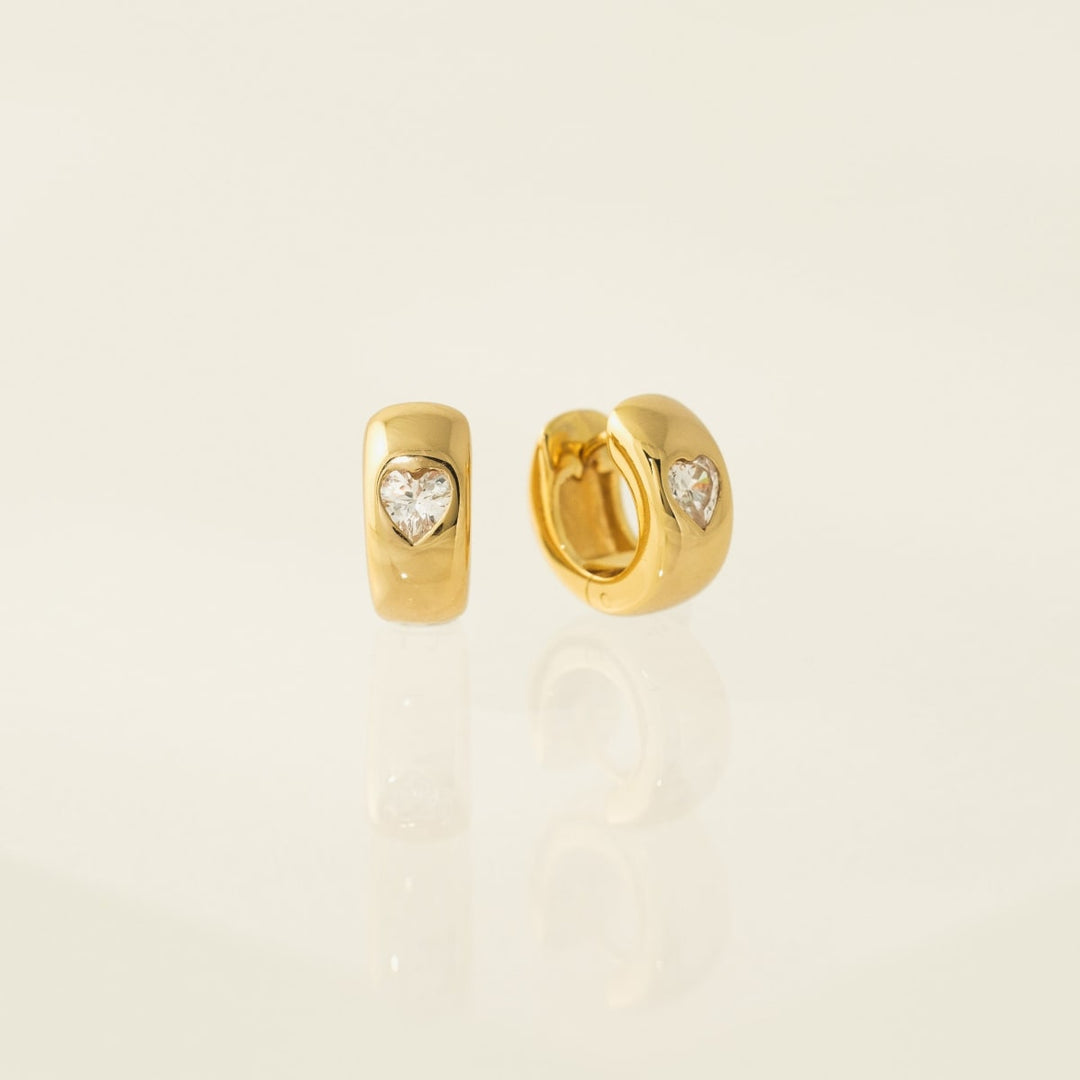 Heart Chunky Huggie Hoop Earrings