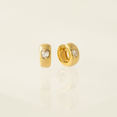 Heart Chunky Huggie Hoop Earrings