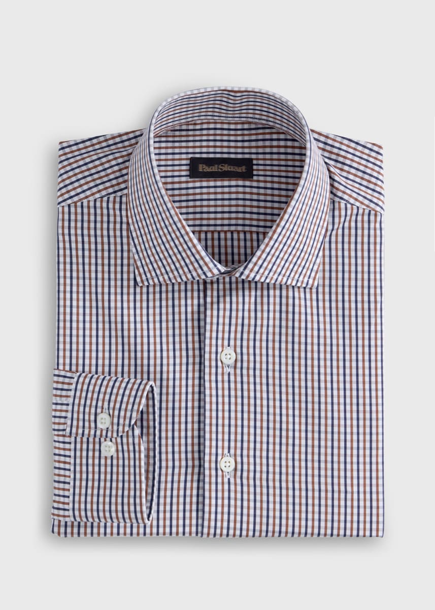 Cotton Plaid Sport Shirt Classic Fit - Brown