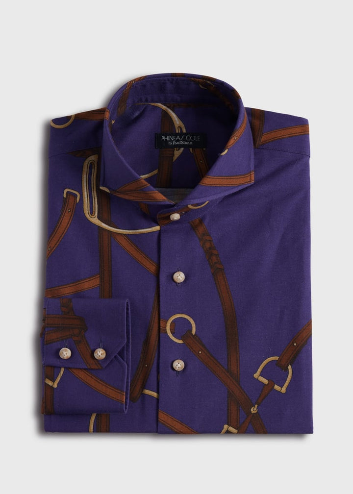 Printed Cotton Flannel Shirt - Navy