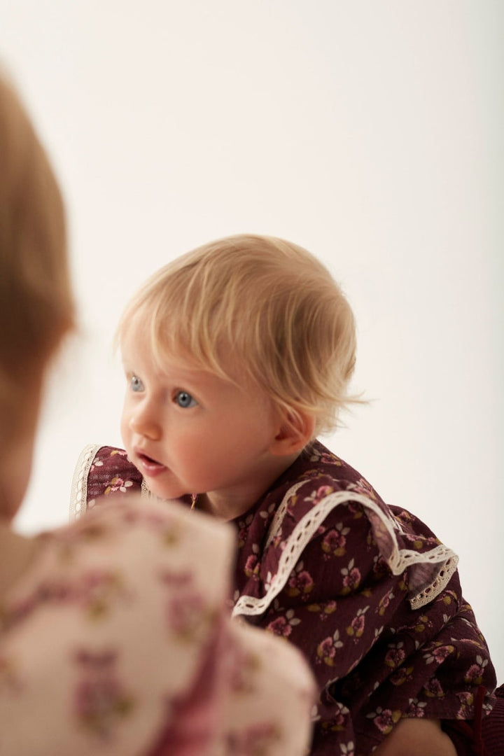 Bloom Textured Baby Dress Burgundy
