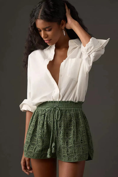 Chloe Cutwork Short - Military Olive