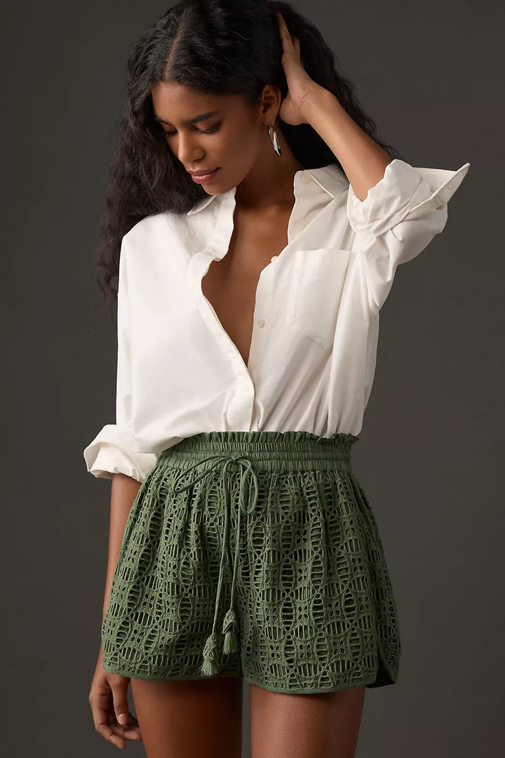 Chloe Cutwork Short - Military Olive