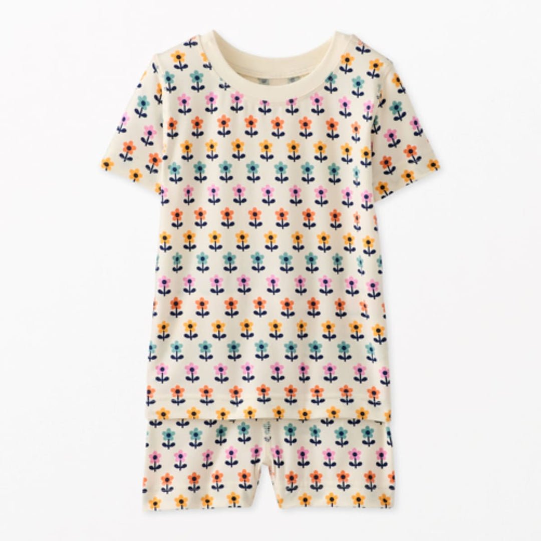 Kids Short John Pajama Set In HannaSoft™ - Mini Tulips