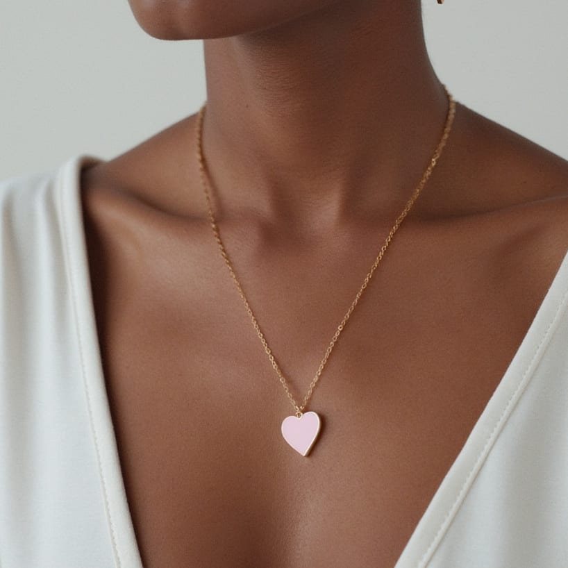 Single Hearted Girl Pink Necklace  Magnetic Clasp Jewelry for Self-Love