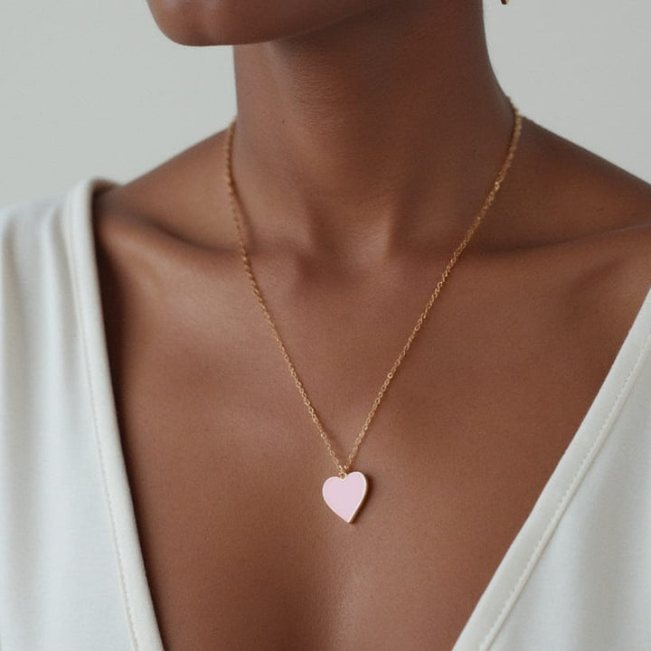 Single Hearted Girl Pink Necklace  Magnetic Clasp Jewelry for Self-Love
