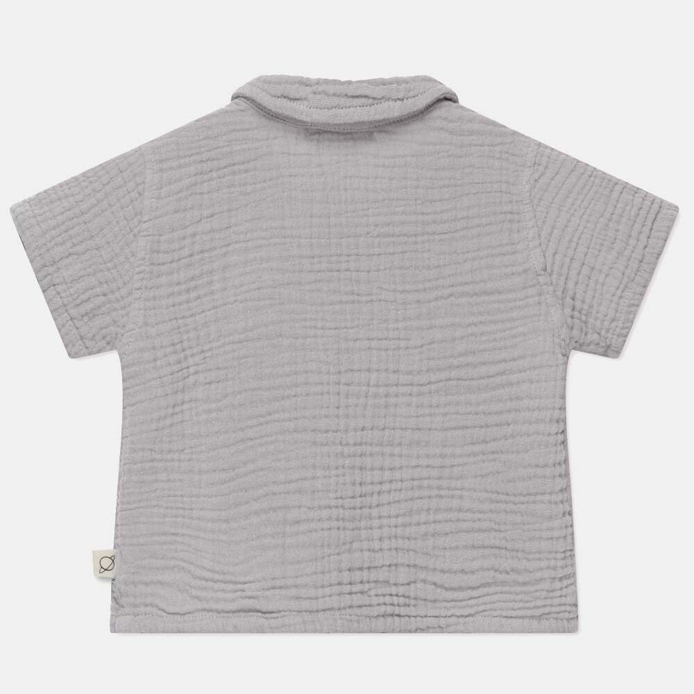 Gauze Camp Baby Shirt - Soft Grey Tops My Little Cozmo 