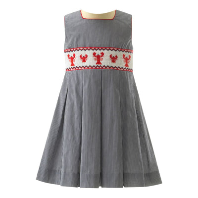 Stripe Lobster Smocked Dress