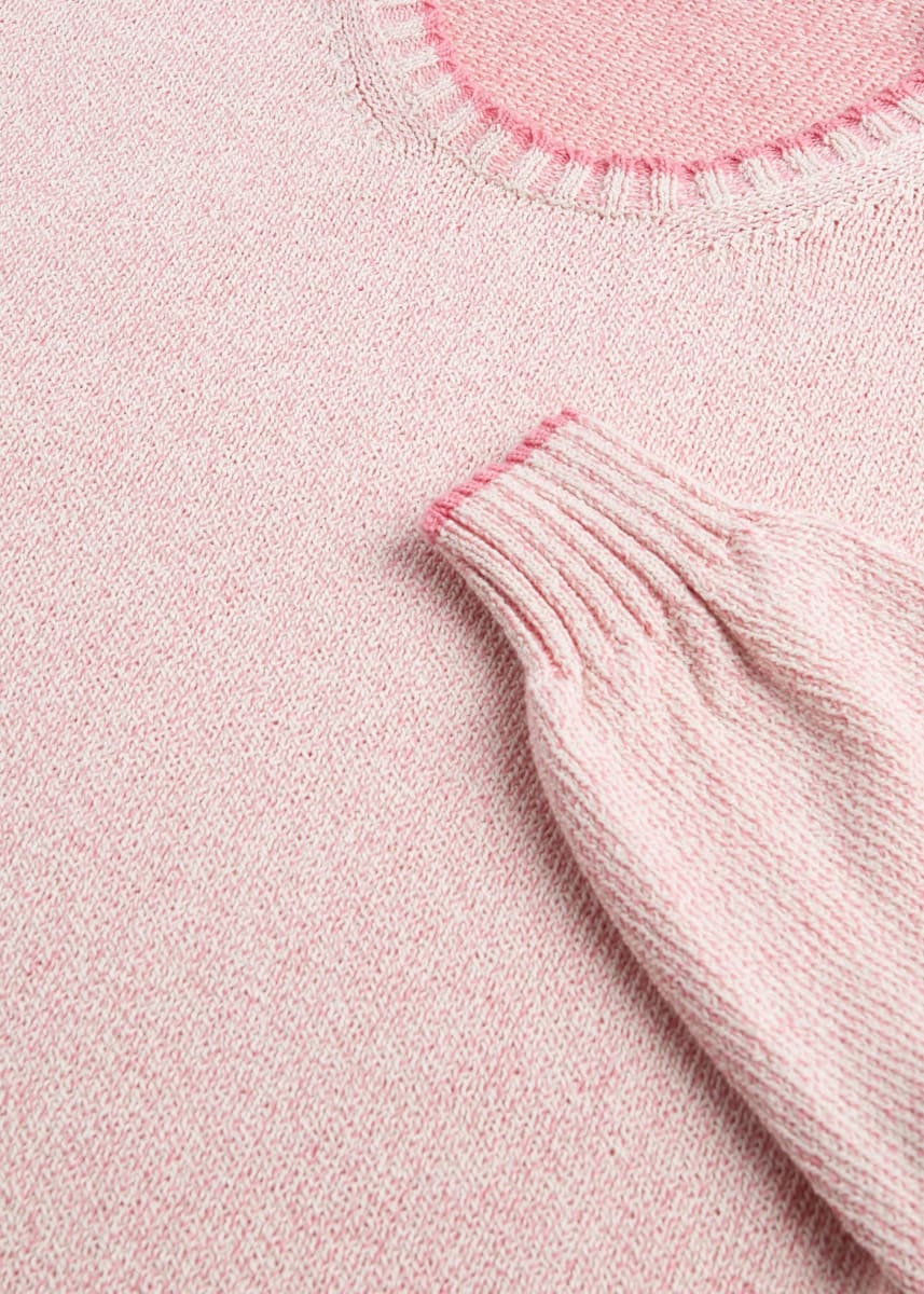 Cotton Mouliné Crewneck Sweater - Pink