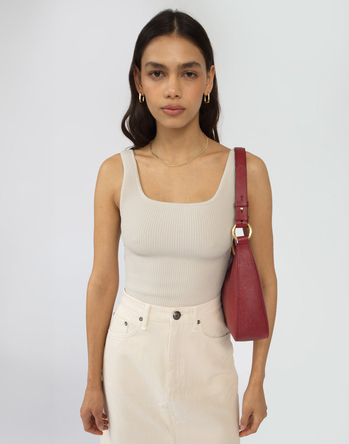 Luxe Medium Shoulder Bag - Cherry Red Lizzard