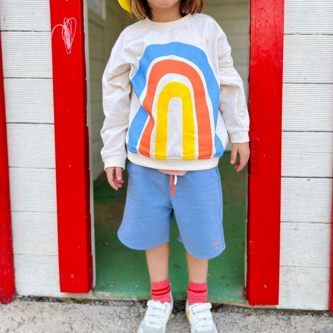 Recycled Cotton Rainbow Kid Sweatshirt - Natural/multi