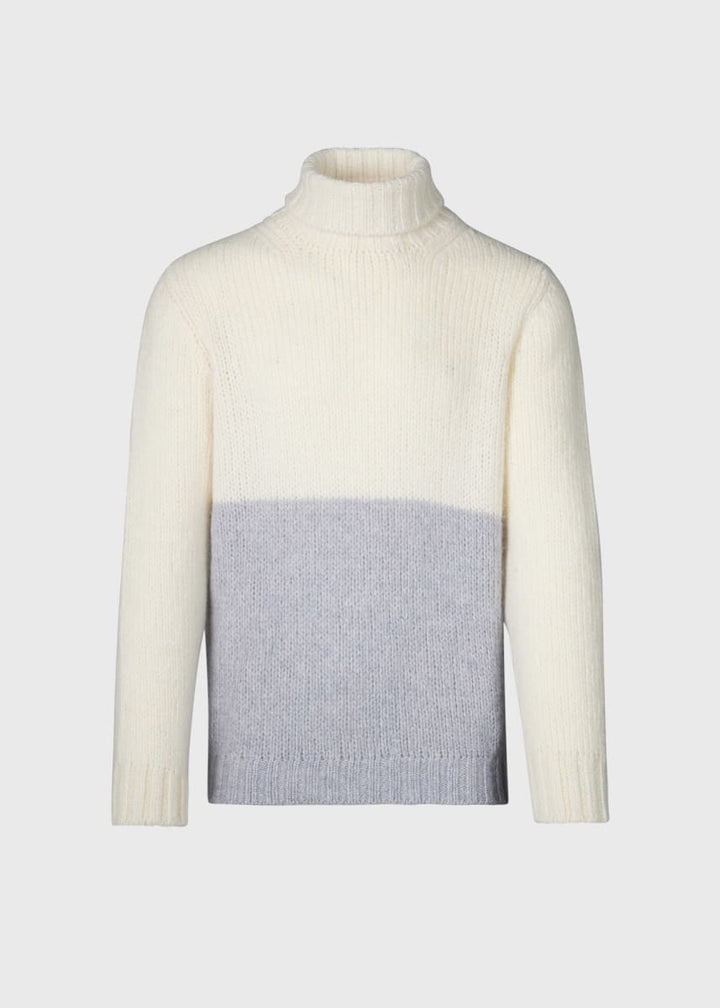 Cashmere Two-Tone Turtleneck Sweater - Solid