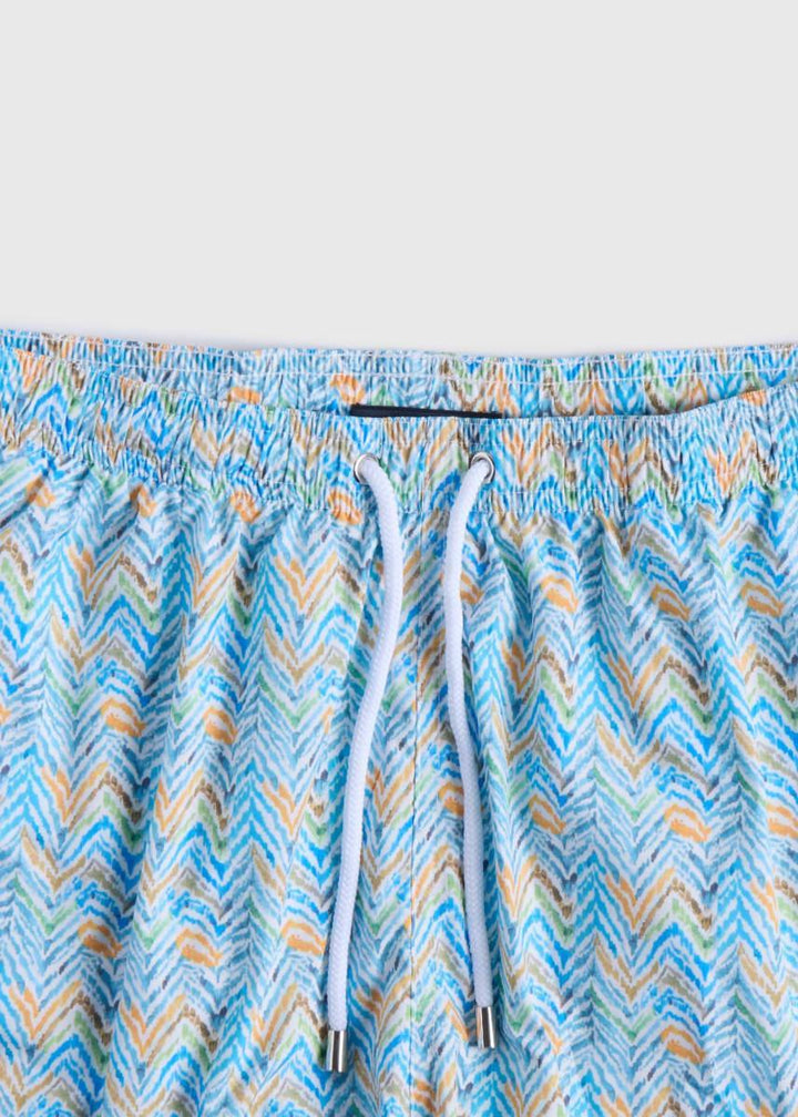 Multicolor Zig Zag Swim Trunk - Blue Multi