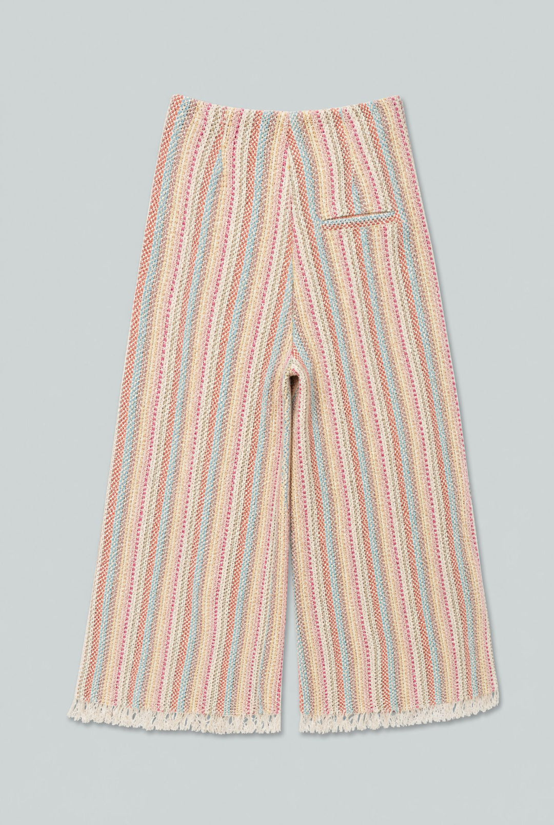 Tweed Frayed Hem Wide Leg Pants - Rainbow/Multi