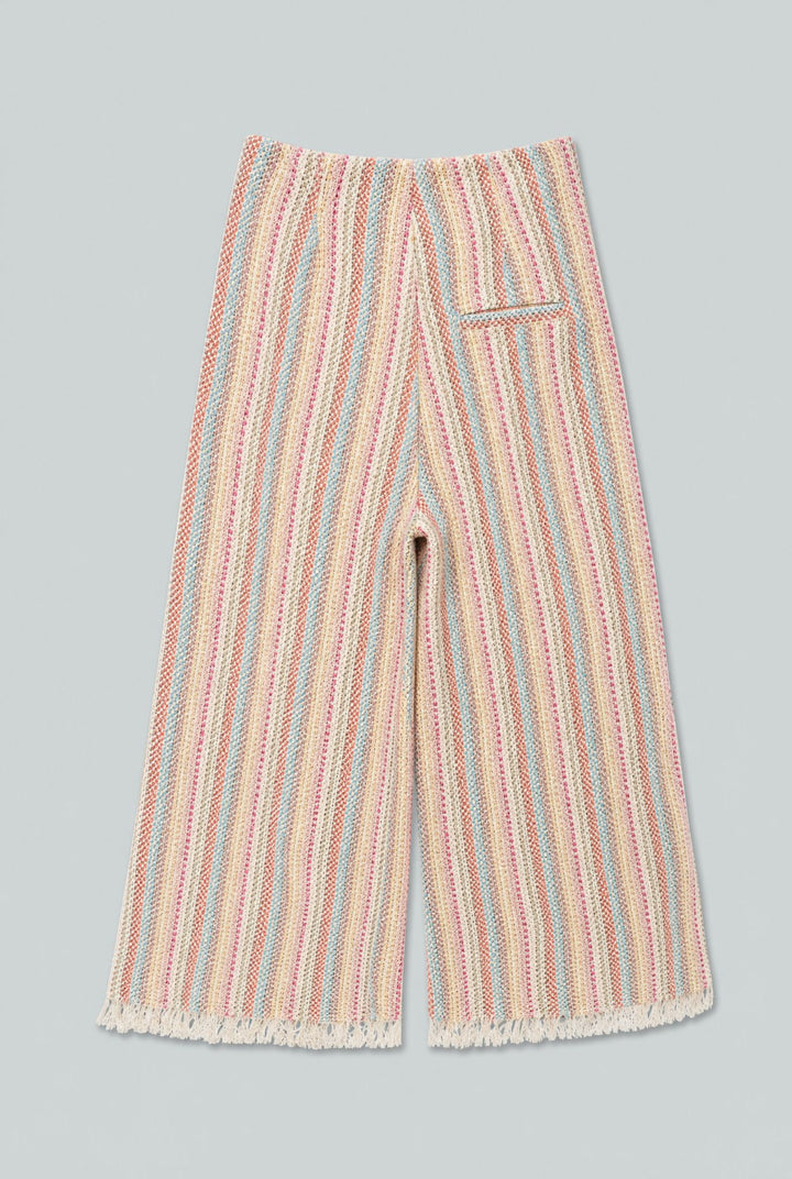 Tweed Frayed Hem Wide Leg Pants - Rainbow/Multi