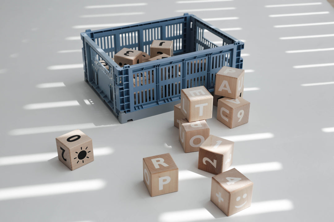 Wooden Math Blocks in White - Wood