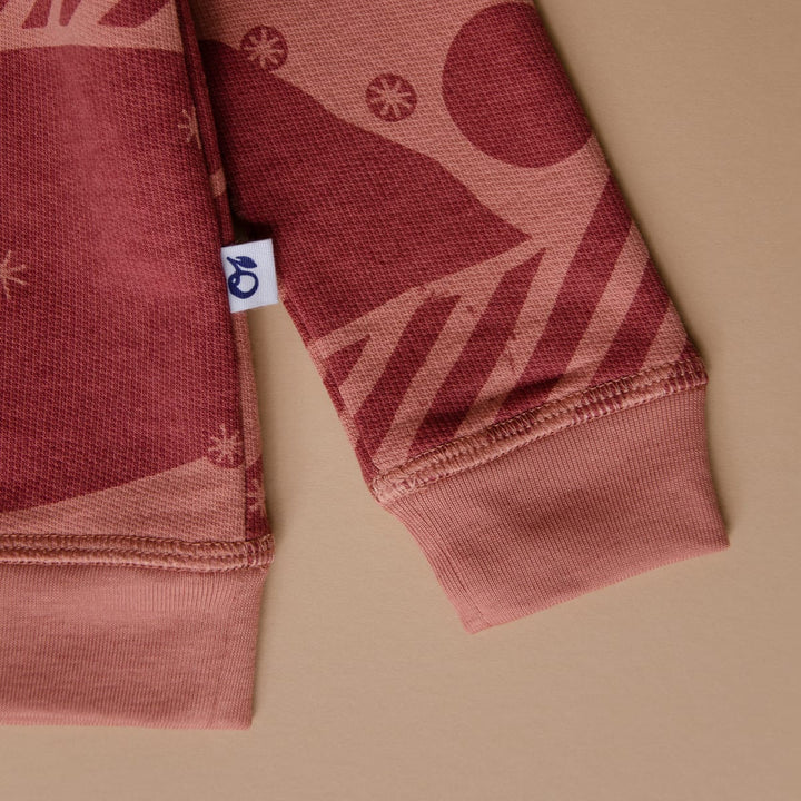 Organic Pima Cotton Sweatshirt Snowy Andes - Red