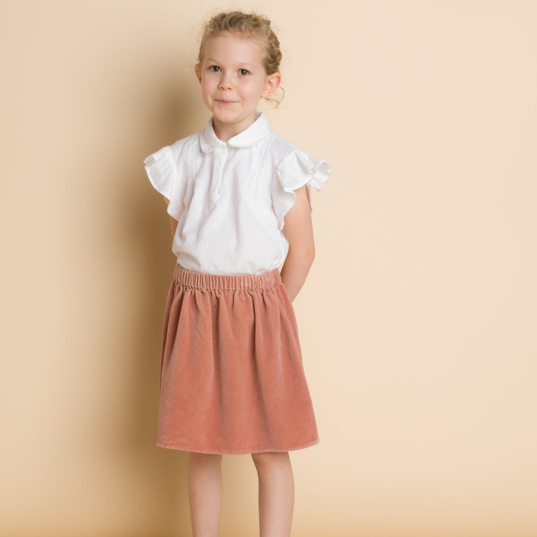 Girls Coral Skirt - Blush Velvet