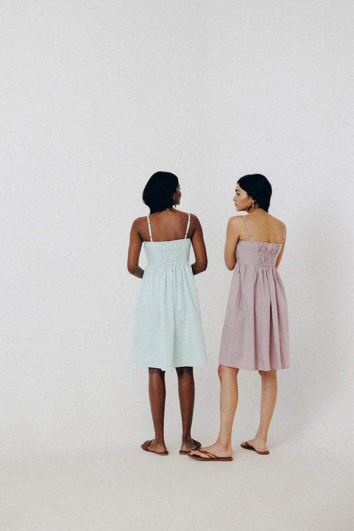 Ruched Strappy Dress - Sage Mint
