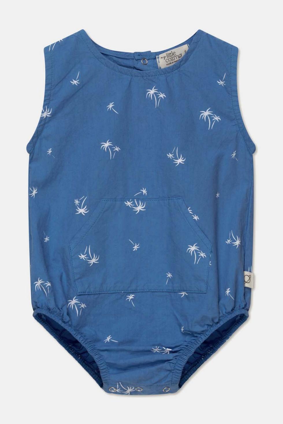 Palm-print baby romper - Blue
