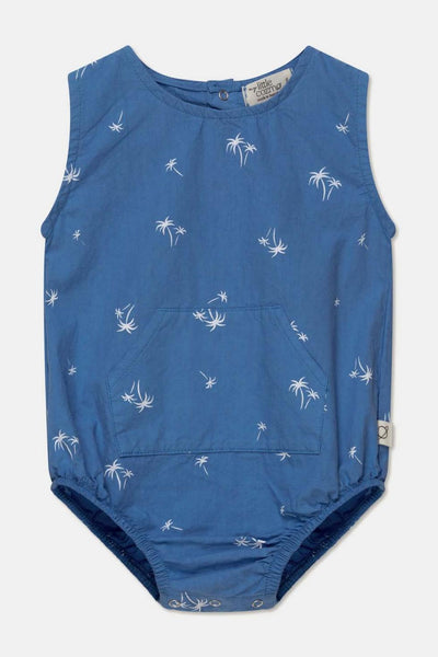 Palm-print baby romper - Blue