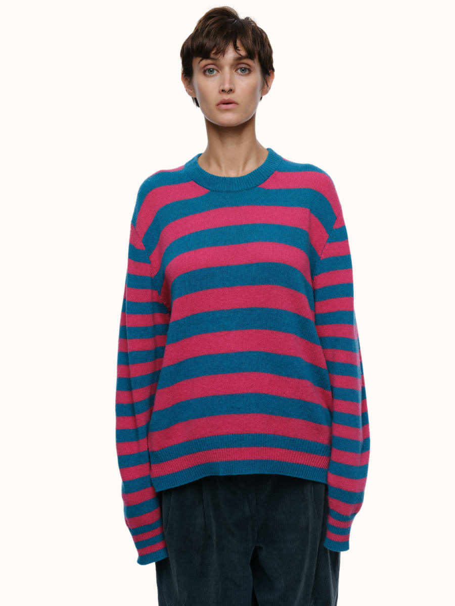 Jenn Striped Crewneck - Turquoise