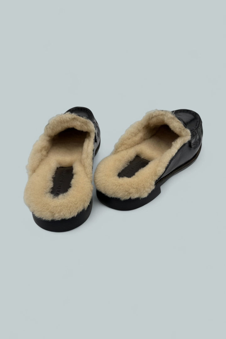 Temi Shearling Penny Loafer Mule - Espresso Spazzolato