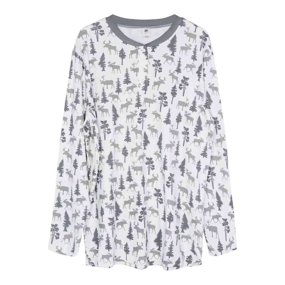 Men's Cotton Henley Sleepshirt - Moose