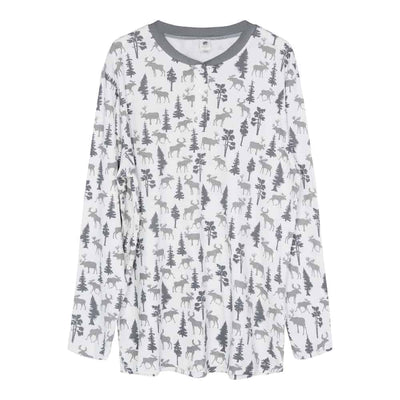 Men's Cotton Henley Sleepshirt - Moose