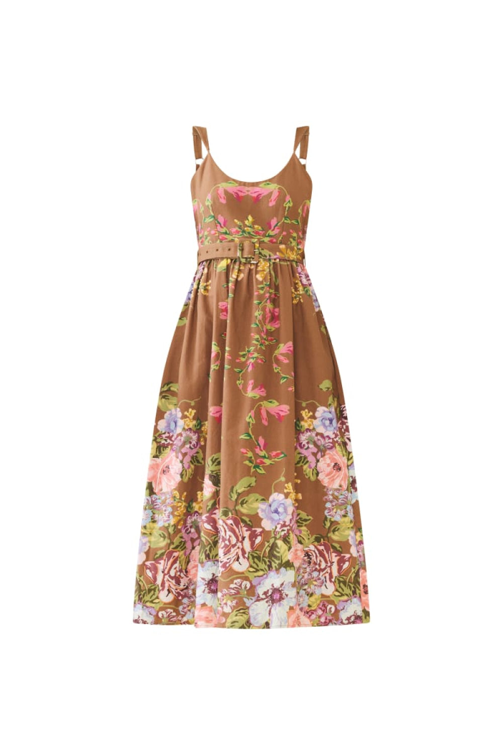 Katherine Dress - Caramel Victorian Floral - Dresses