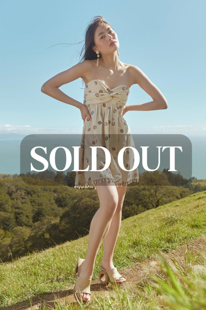 Katty Beaded Embroidered Mini Dress With Puka Fringe - Light Sand/Beaded Embroidered Shells With Puka Beaded Fringe