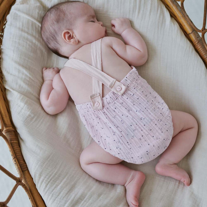 Gauze Star Print Baby Romper - Pink