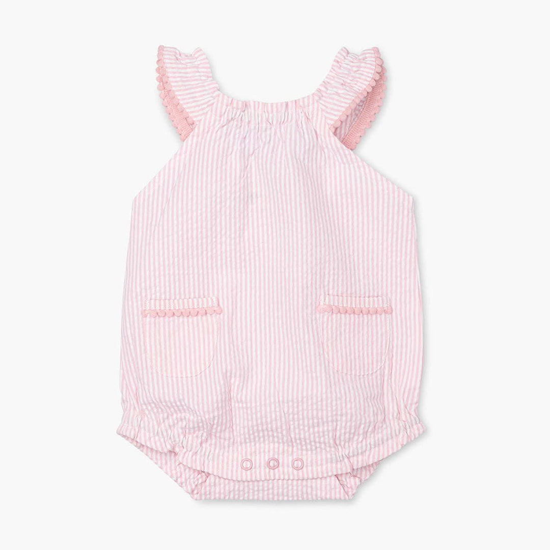 Seersucker Bubble Romper - Pink Seersucker