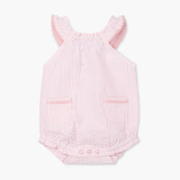 Seersucker Bubble Romper - Pink Seersucker
