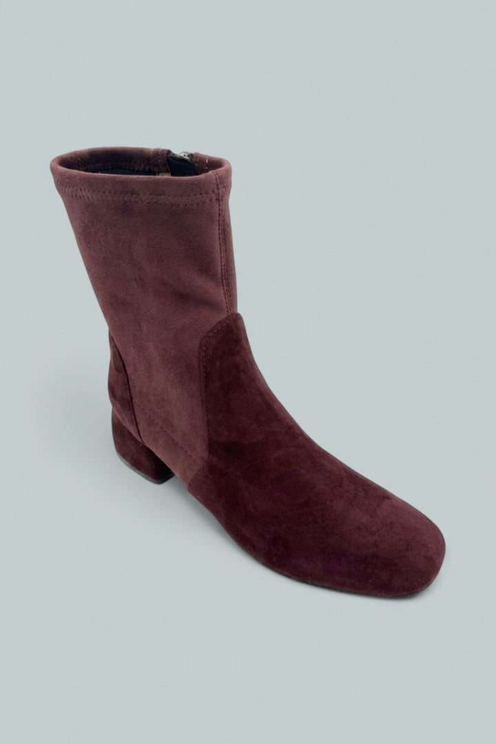 Kenneth Cole Emily Zip Mid Heel Boots - Wine Suede - 8.5 - Boots