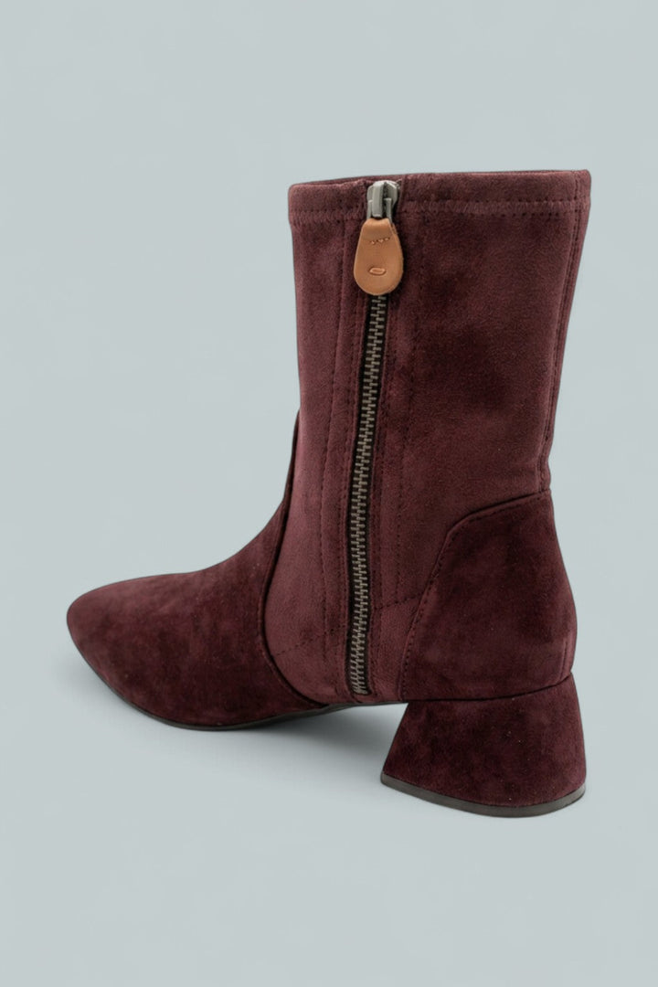 Kenneth Cole Emily Zip Mid Heel Boots - Wine Suede - 8.5 - Boots