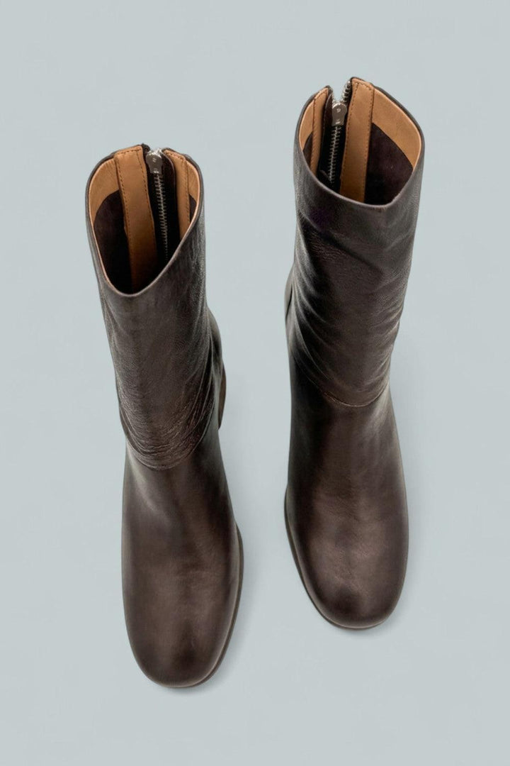 Kenneth Cole Saranac Leather Booties - Chocolate - 10 - Booties