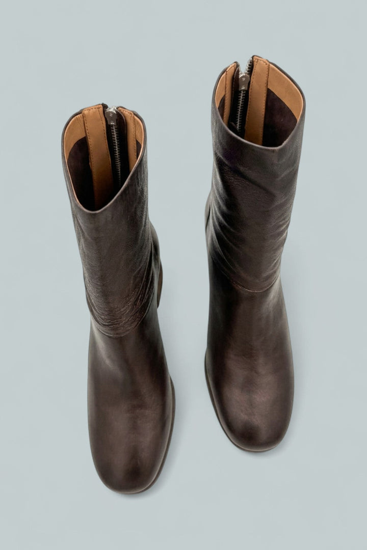 Kenneth Cole Saranac Leather Booties - Chocolate - 10 - Booties
